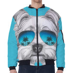 Yorkshire Terrier With Sunglasses Print Zip Sleeve Bomber Jacket