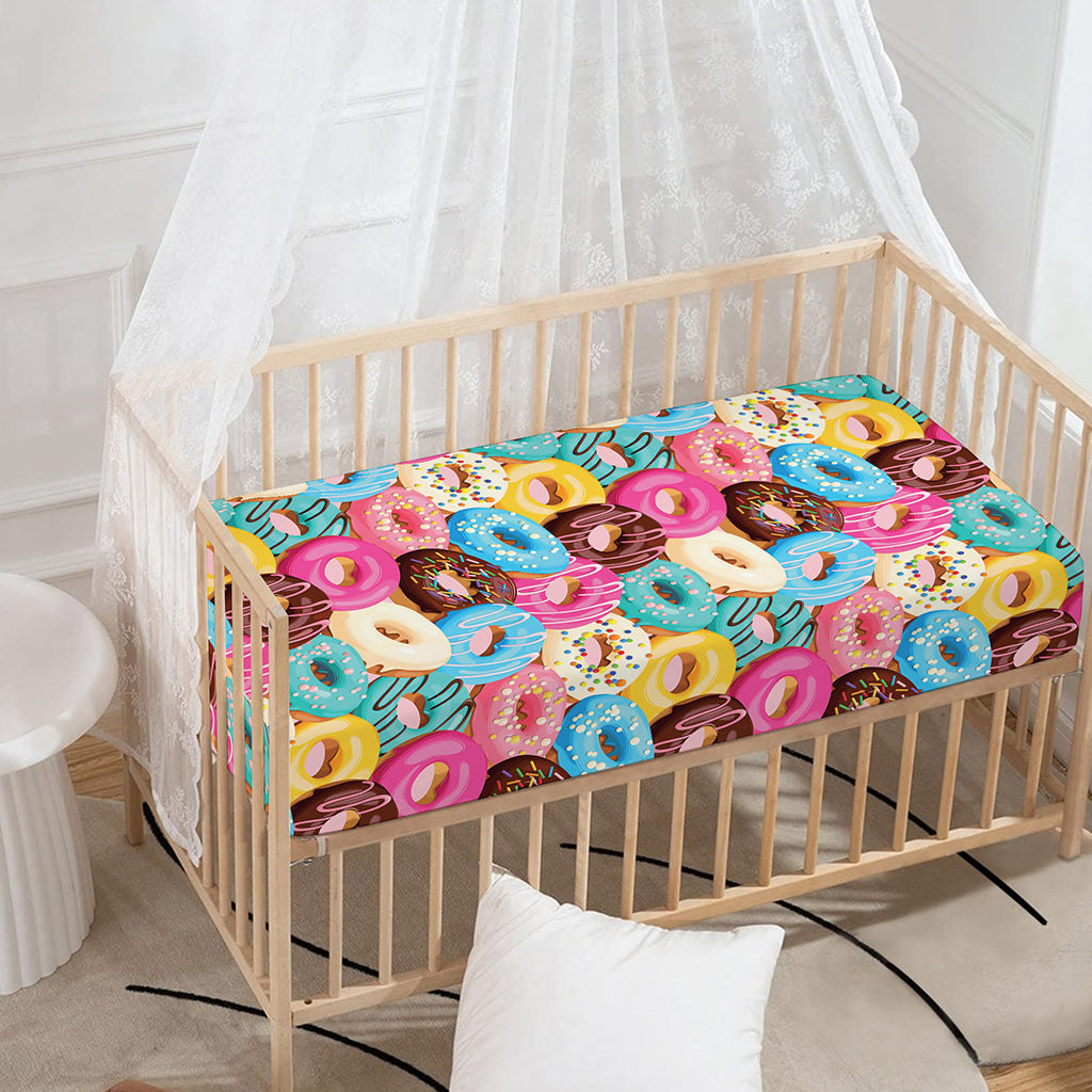 Yummy Donut Pattern Print Baby Crib Sheet