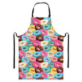 Yummy Donut Pattern Print Bib Apron With Pocket