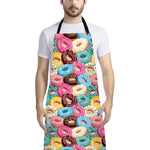 Yummy Donut Pattern Print Bib Apron With Pocket
