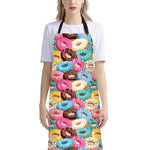 Yummy Donut Pattern Print Bib Apron With Pocket