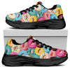 Yummy Donut Pattern Print Black Chunky Shoes