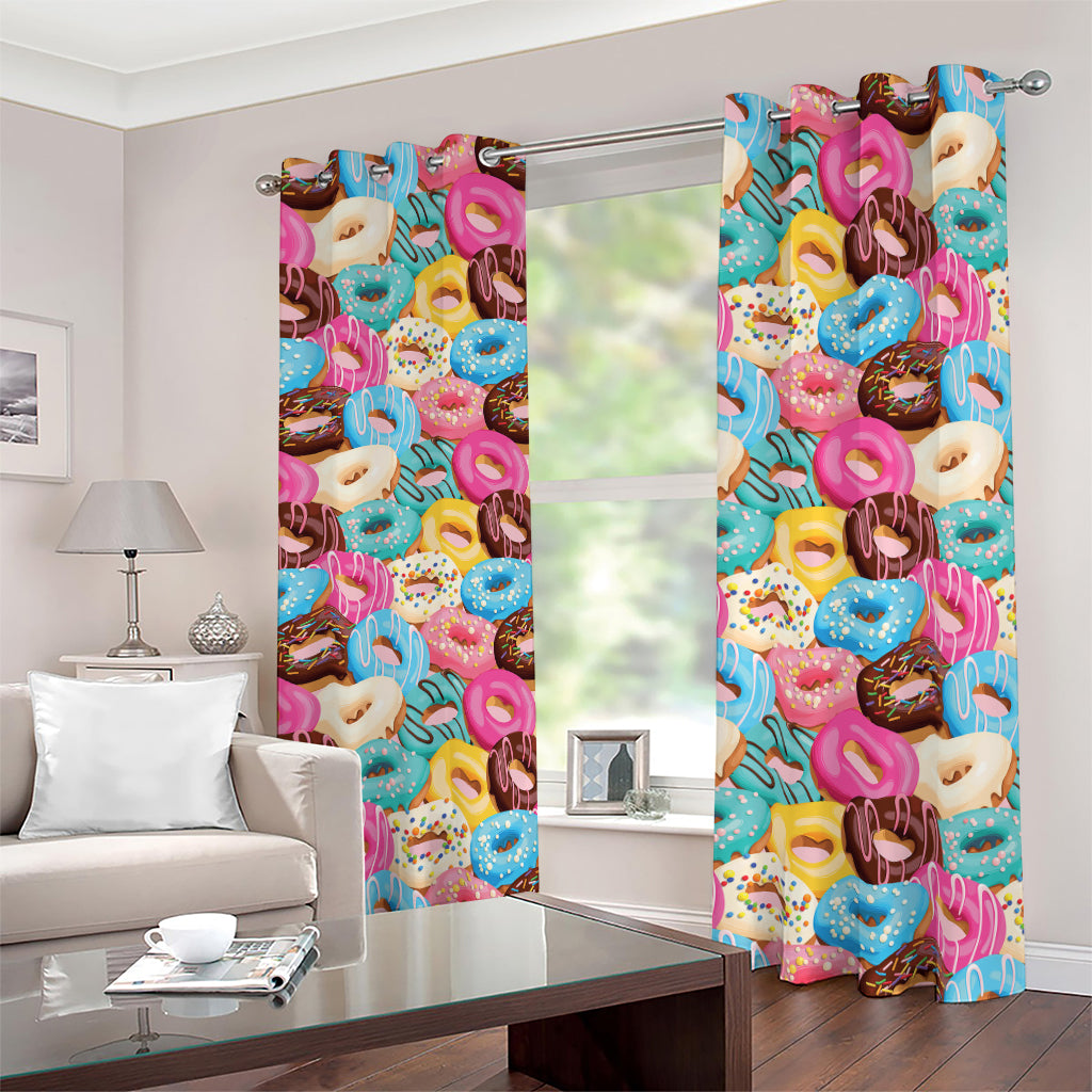 Yummy Donut Pattern Print Blackout Grommet Curtains