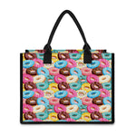 Yummy Donut Pattern Print Canvas Tote Bag