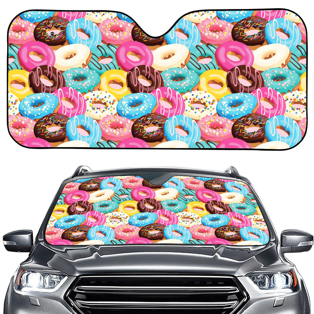 Yummy Donut Pattern Print Car Windshield Sun Shade