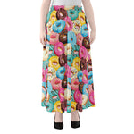 Yummy Donut Pattern Print Chiffon Maxi Skirt