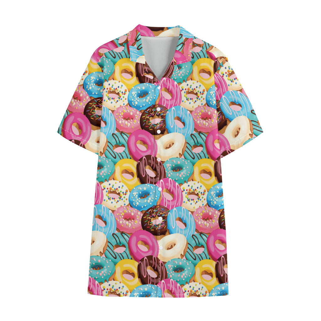 Yummy Donut Pattern Print Cotton Hawaiian Shirt