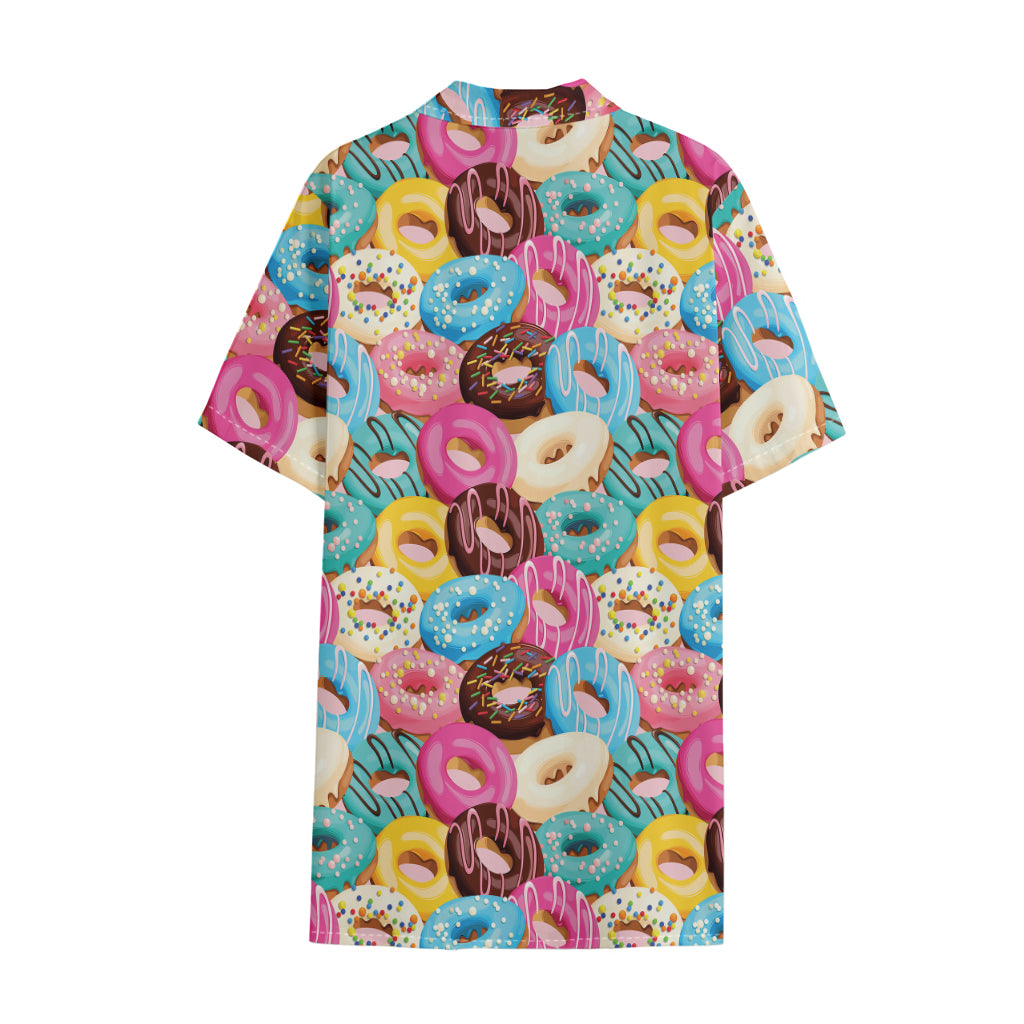 Yummy Donut Pattern Print Cotton Hawaiian Shirt