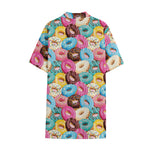 Yummy Donut Pattern Print Cotton Hawaiian Shirt