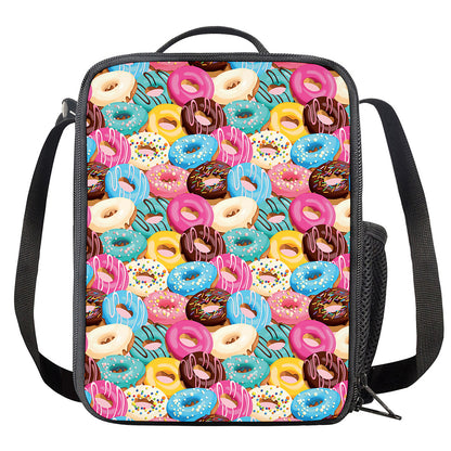 Yummy Donut Pattern Print Crossbody Lunch Bag