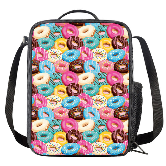Yummy Donut Pattern Print Crossbody Lunch Bag