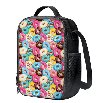 Yummy Donut Pattern Print Crossbody Lunch Bag