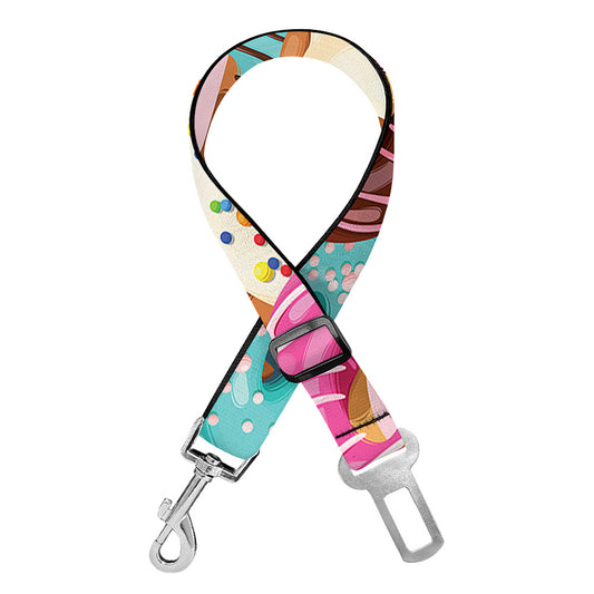 Yummy Donut Pattern Print Dog Seat Belt