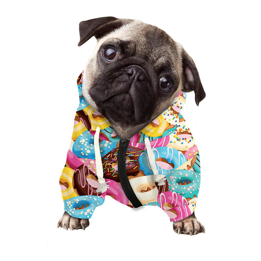 Yummy Donut Pattern Print Dog Zip Up Hoodie