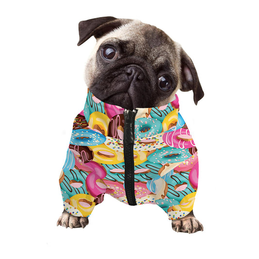 Yummy Donut Pattern Print Dog Zip Up Jacket