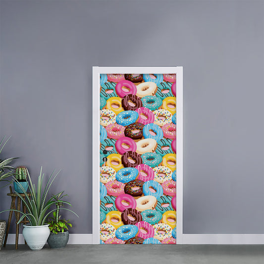Yummy Donut Pattern Print Door Sticker