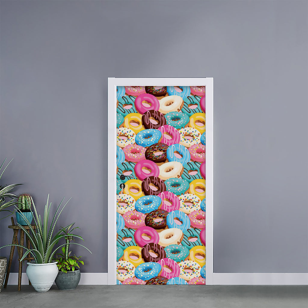 Yummy Donut Pattern Print Door Sticker