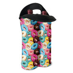 Yummy Donut Pattern Print Double Neoprene Wine Tote
