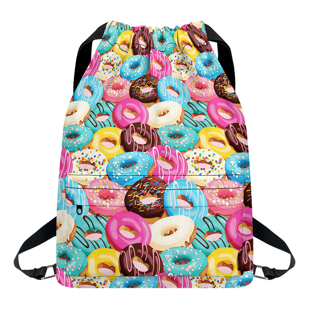 Yummy Donut Pattern Print Drawstring Backpack