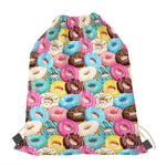 Yummy Donut Pattern Print Drawstring Bag