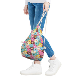 Yummy Donut Pattern Print Drawstring Bag