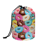 Yummy Donut Pattern Print Drawstring Makeup Bag