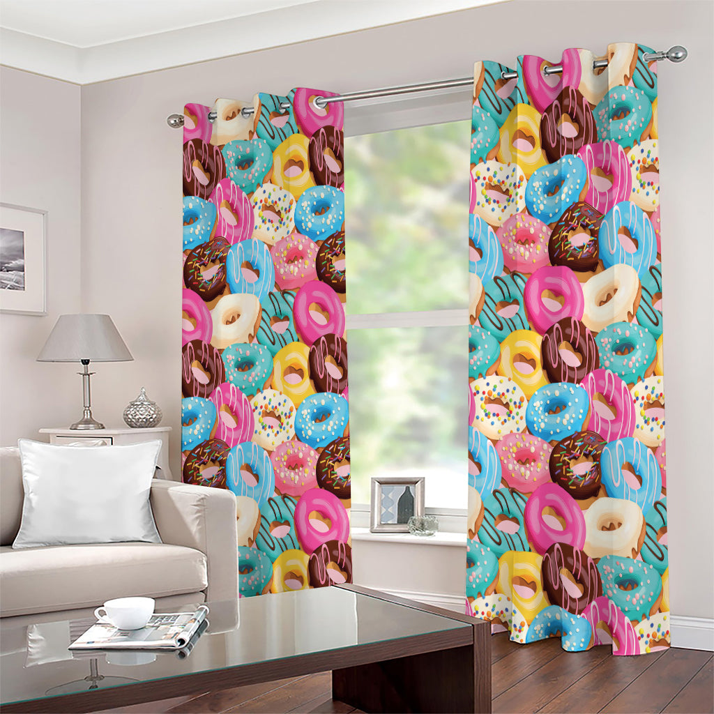 Yummy Donut Pattern Print Extra Wide Grommet Curtains