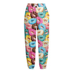 Yummy Donut Pattern Print Fleece Lined Knit Pants