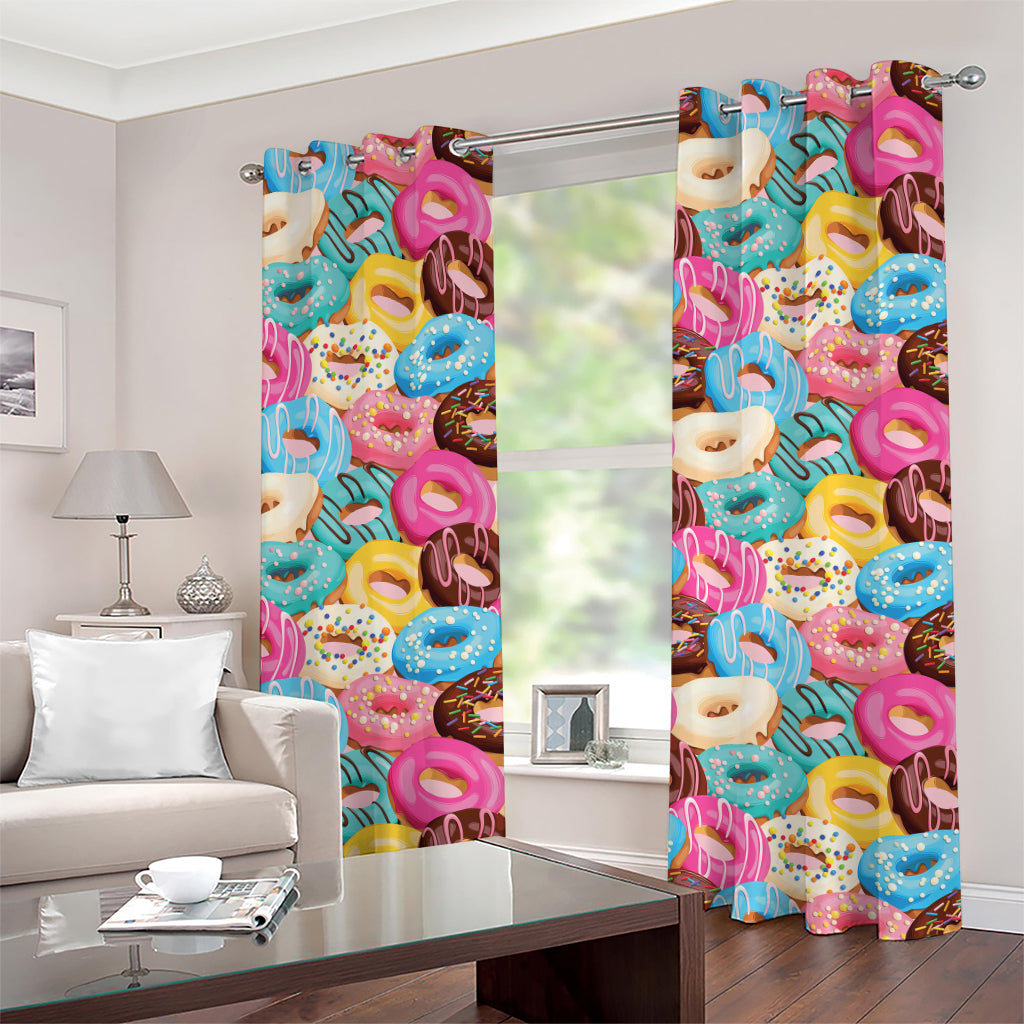 Yummy Donut Pattern Print Grommet Curtains