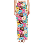 Yummy Donut Pattern Print High Slit Maxi Skirt