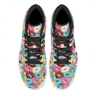 Yummy Donut Pattern Print High Top Leather Sneakers