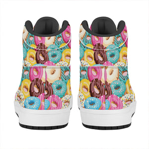 Yummy Donut Pattern Print High Top Leather Sneakers