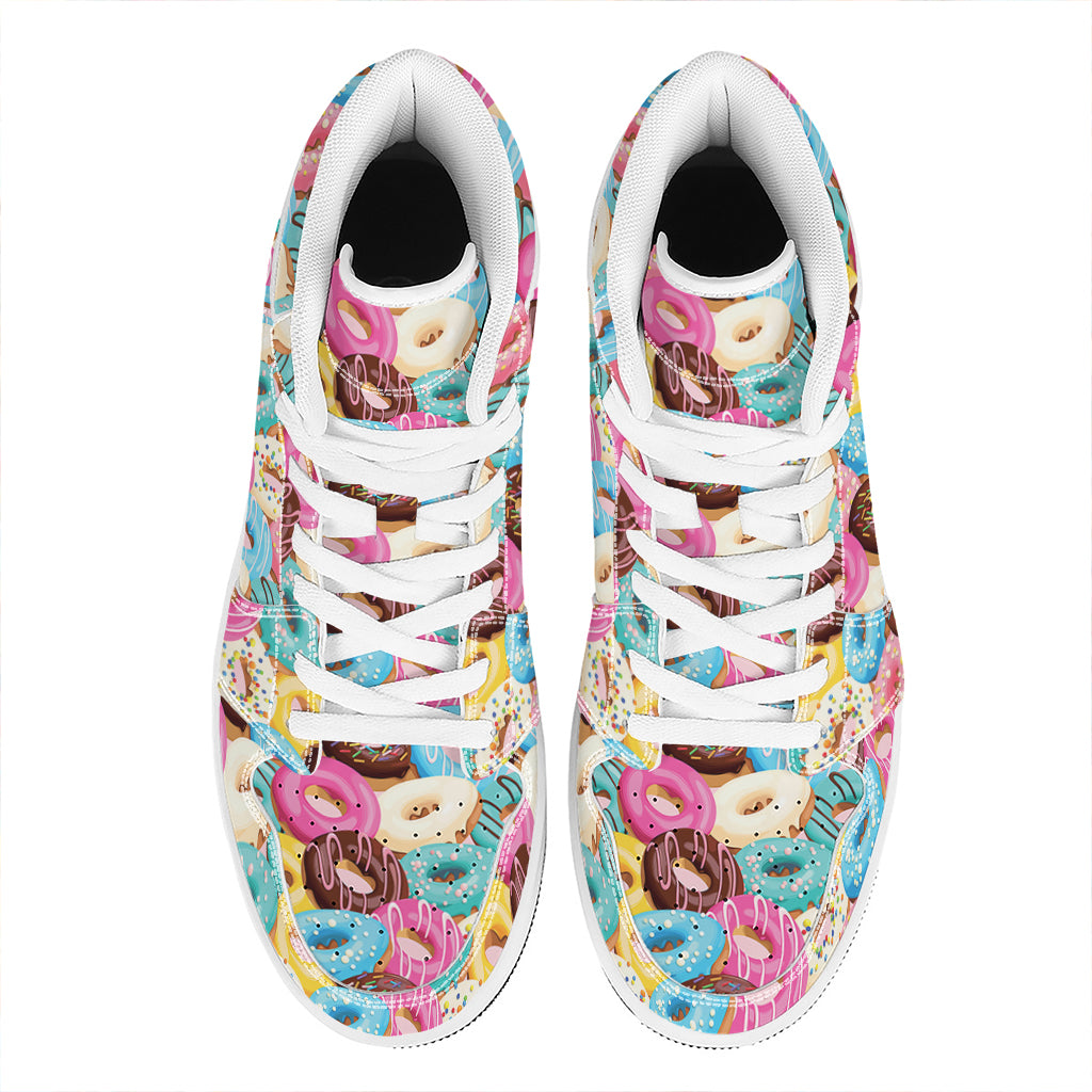 Yummy Donut Pattern Print High Top Leather Sneakers