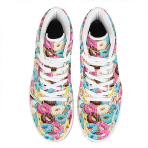 Yummy Donut Pattern Print High Top Leather Sneakers