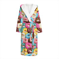 Yummy Donut Pattern Print Hooded Bathrobe