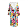 Yummy Donut Pattern Print Hooded Bathrobe