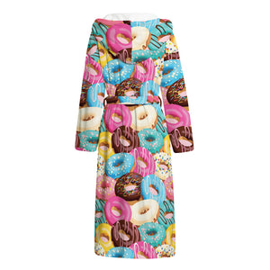 Yummy Donut Pattern Print Hooded Bathrobe