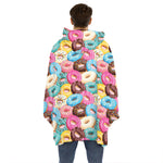 Yummy Donut Pattern Print Hoodie Blanket