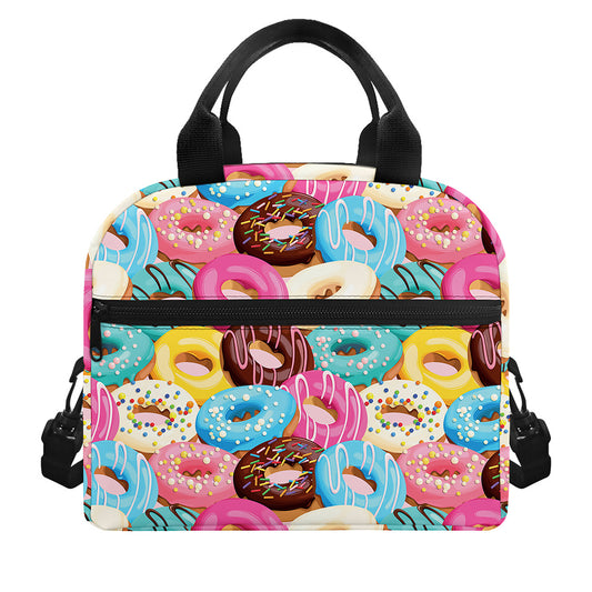 Yummy Donut Pattern Print Insulated Lunch Bag