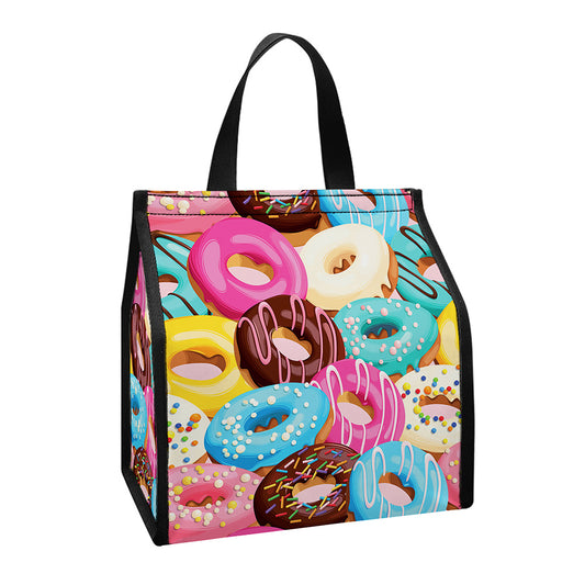 Yummy Donut Pattern Print Insulated Lunch Tote