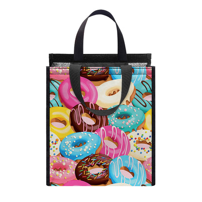 Yummy Donut Pattern Print Insulated Lunch Tote
