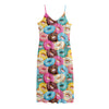 Yummy Donut Pattern Print Jersey Midi Cami Dress