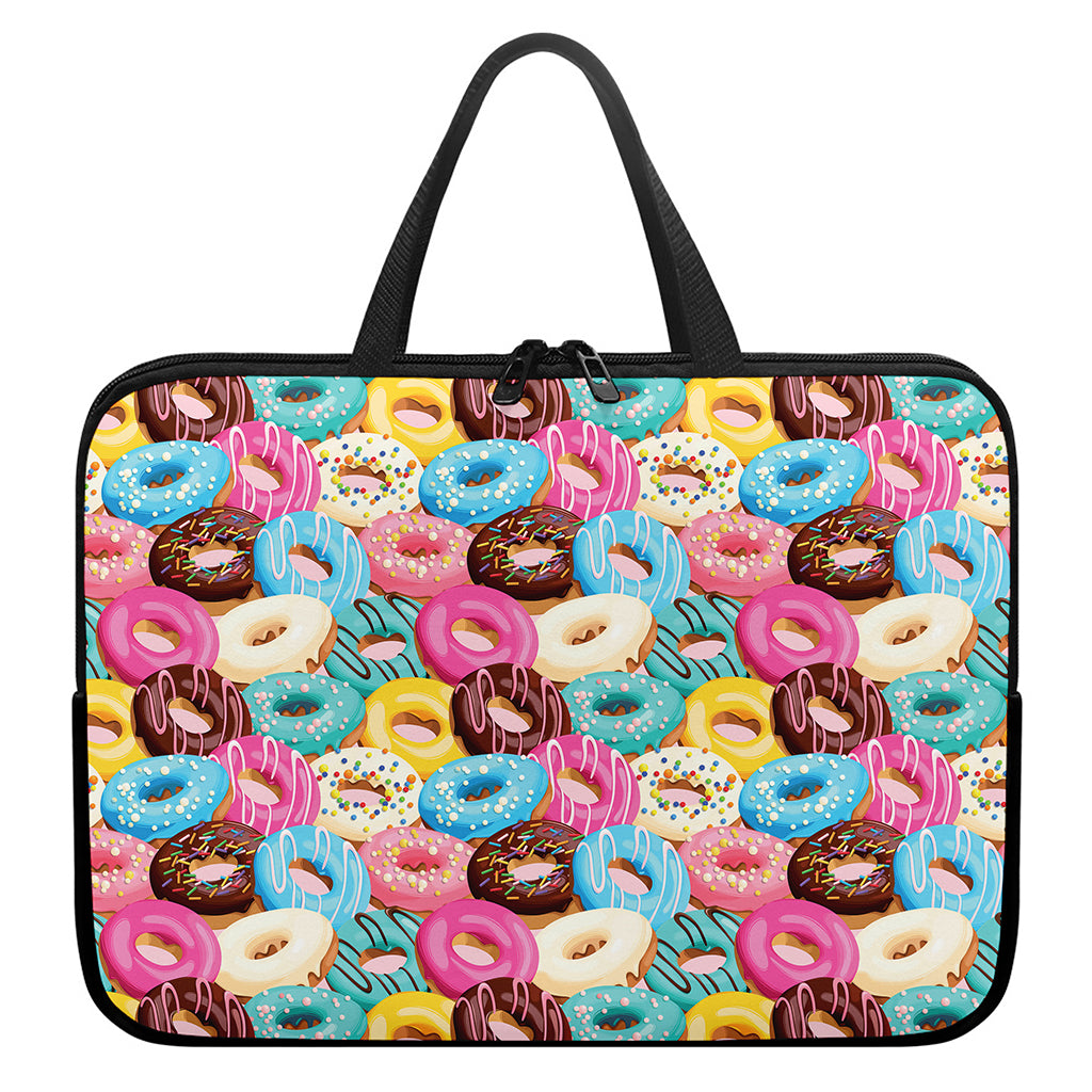 Yummy Donut Pattern Print Laptop Sleeve With Handle