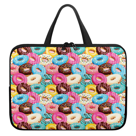Yummy Donut Pattern Print Laptop Sleeve With Handle