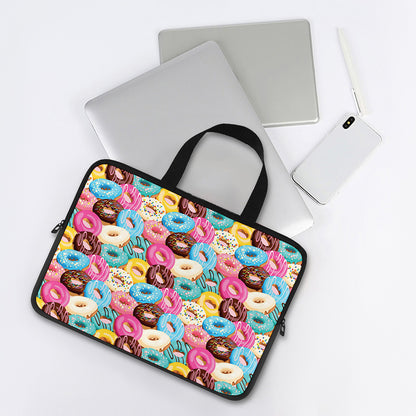 Yummy Donut Pattern Print Laptop Sleeve With Handle