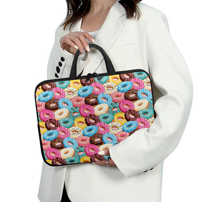 Yummy Donut Pattern Print Laptop Sleeve With Handle