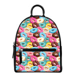 Yummy Donut Pattern Print Leather Backpack