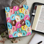Yummy Donut Pattern Print Leather Bible Cover