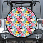 Yummy Donut Pattern Print Leather Spare Tire Cover