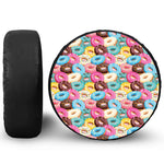Yummy Donut Pattern Print Leather Spare Tire Cover
